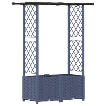 Hochbeet mit Rankgitter und Dach Grau 124,5 x 40 x 136 cm PP