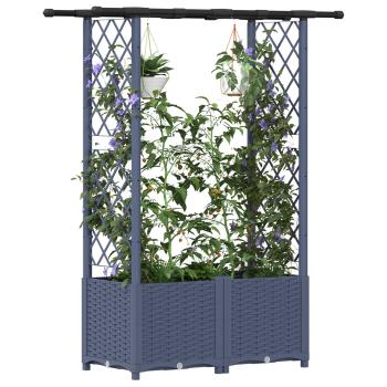 Hochbeet mit Rankgitter und Dach Grau 124,5 x 40 x 136 cm PP
