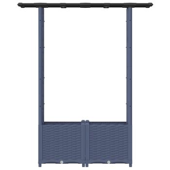 Hochbeet mit Rankgitter und Dach Grau 124,5 x 40 x 136 cm PP