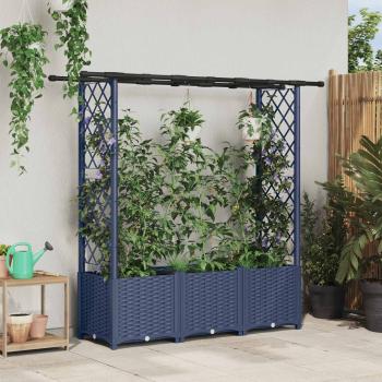 ARDEBO.de - Hochbeet mit Rankgitter und Dach Grau 162,5 x 40 x 136 cm PP