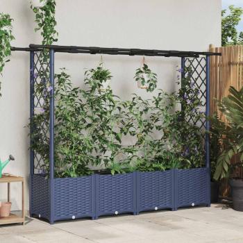 ARDEBO.de - Hochbeet mit Rankgitter und Dach Grau 203 x 40 x 136 cm PP