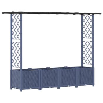 Hochbeet mit Rankgitter und Dach Grau 203 x 40 x 136 cm PP