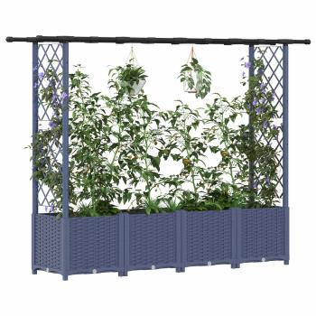 Hochbeet mit Rankgitter und Dach Grau 203 x 40 x 136 cm PP