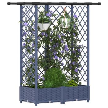 Hochbeet mit Rankgitter und Dach Grau 124 x 40 x 121 cm PP