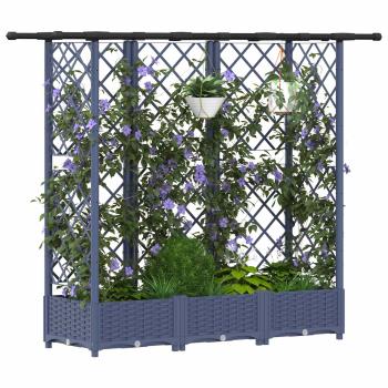 Hochbeet mit Rankgitter und Dach Grau 164 x 40 x 121 cm PP