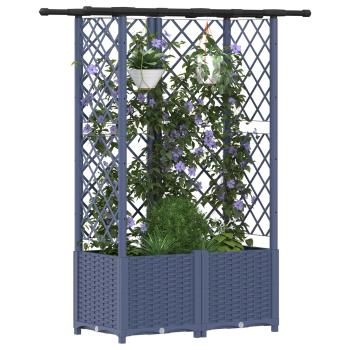 Hochbeet mit Rankgitter und Dach Grau 124 x 40 x 136 cm PP