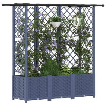 Hochbeet mit Rankgitter und Dach Grau 163,5 x 40 x 136 cm PP