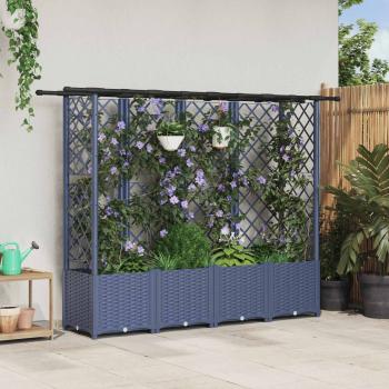 ARDEBO.de - Hochbeet mit Rankgitter und Dach Grau 202 x 40 x 136 cm PP