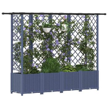 Hochbeet mit Rankgitter und Dach Grau 202 x 40 x 136 cm PP