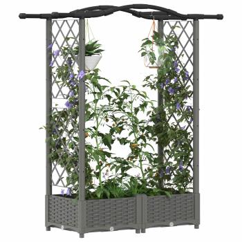 Hochbeet mit Rankgitter und Dach Hellgrau 124 x 40 x 123 cm PP
