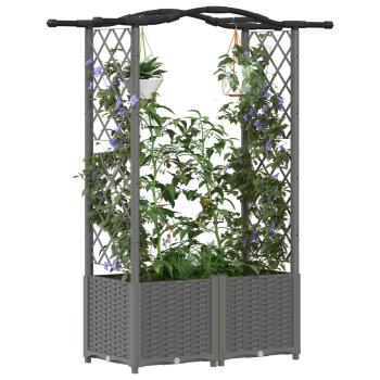 Hochbeet mit Rankgitter und Dach Hellgrau 125 x 40 x 138 cm PP