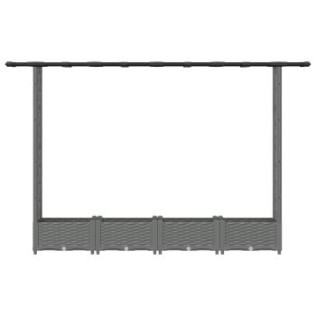 Hochbeet mit Rankgitter und Dach Hellgrau 203 x 40 x 121 cm PP
