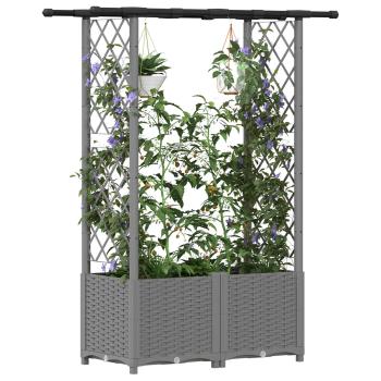 Hochbeet mit Rankgitter und Dach Hellgrau 124,5 x 40 x 136 cm
