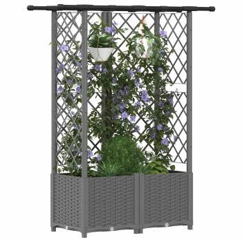 Hochbeet mit Rankgitter und Dach Hellgrau 124 x 40 x 136 cm PP