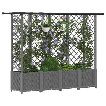 Hochbeet mit Rankgitter und Dach Hellgrau 202 x 40 x 136 cm PP