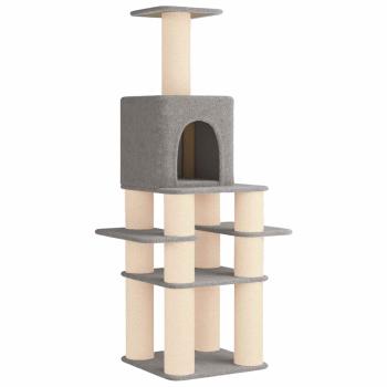 Katzennbaum mit Sisal-Kratzsäulen Hellgrau 180 cm