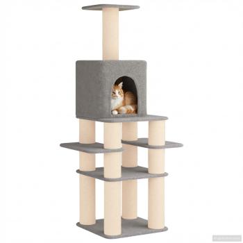 Katzennbaum mit Sisal-Kratzsäulen Hellgrau 180 cm