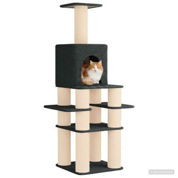 Katzennbaum mit Sisal-Kratzsäulen Dunkelgrau 180 cm