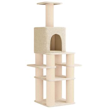 Katzennbaum mit Sisal-Kratzsäulen Creme 180 cm