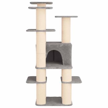 Katzennbaum mit Sisal-Kratzsäulen Hellgrau 161 cm