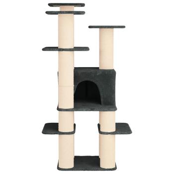 Katzennbaum mit Sisal-Kratzsäulen Dunkelgrau 161 cm