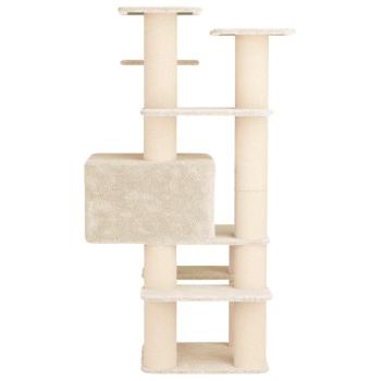 Katzennbaum mit Sisal-Kratzsäulen Creme 161 cm