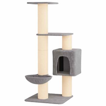 Katzennbaum mit Sisal-Kratzsäulen Hellgrau 137 cm