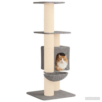 Katzennbaum mit Sisal-Kratzsäulen Hellgrau 137 cm