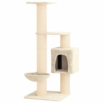 Katzennbaum mit Sisal-Kratzsäulen Creme 137 cm