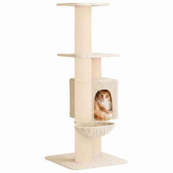 Katzennbaum mit Sisal-Kratzsäulen Creme 137 cm
