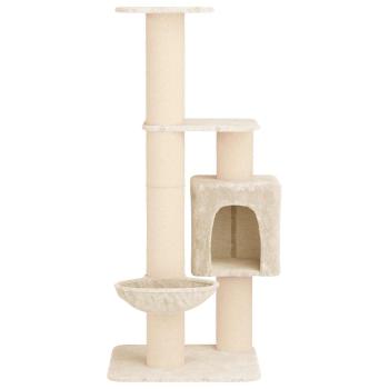 Katzennbaum mit Sisal-Kratzsäulen Creme 137 cm