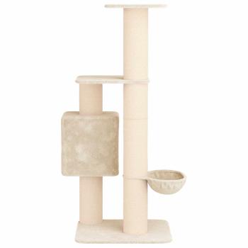 Katzennbaum mit Sisal-Kratzsäulen Creme 137 cm