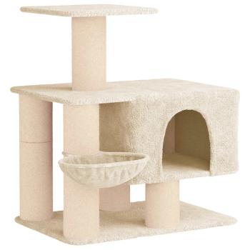 Katzennbaum mit Sisal-Kratzsäulen Creme 96 cm