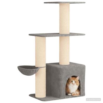 Katzennbaum mit Sisal-Kratzsäulen Hellgrau 133 cm