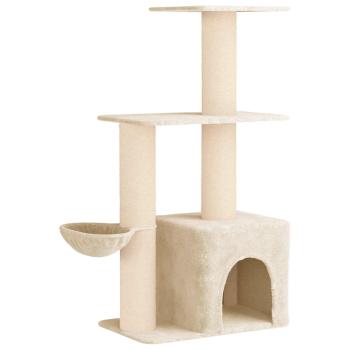 Katzennbaum mit Sisal-Kratzsäulen Creme 133 cm