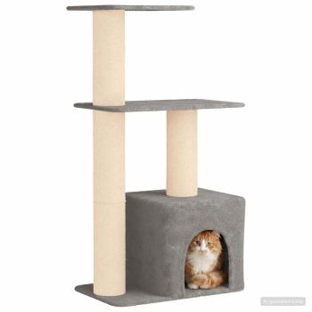 Katzennbaum mit Sisal-Kratzsäulen Hellgrau 133 cm