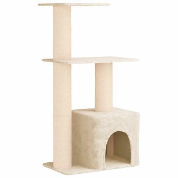 Katzennbaum mit Sisal-Kratzsäulen Creme 133 cm