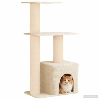 Katzennbaum mit Sisal-Kratzsäulen Creme 133 cm