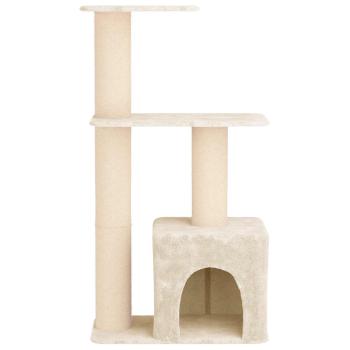 Katzennbaum mit Sisal-Kratzsäulen Creme 133 cm