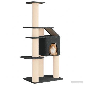 Katzennbaum mit Sisal-Kratzsäulen Dunkelgrau 183 cm