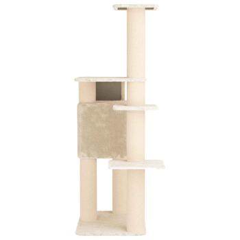 Katzennbaum mit Sisal-Kratzsäulen Creme 183 cm