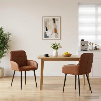 ARDEBO.de - Esszimmerstühle 2 Stk. Kunstleder Braun 57 x 50 x 85 cm