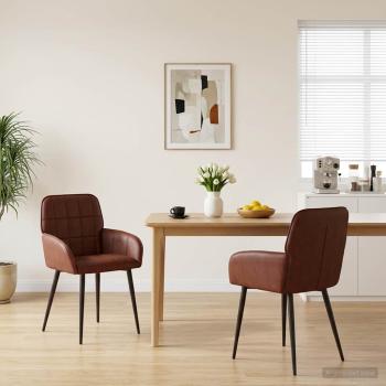 ARDEBO.de - Esszimmerstühle 2 Stk. Kunstleder Glänzendes Braun