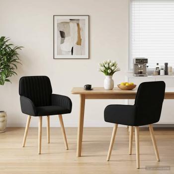 ARDEBO.de - Esszimmerstühle 2 Stk. Stoff Schwarz 56,5 x 50 x 87,5 cm