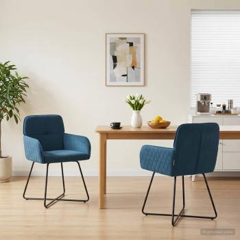 ARDEBO.de - Esszimmerst?hle 2 stk. Samt Blau 59 x 56,5 x 86 cm