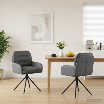 ARDEBO.de - Drehstuhl Esszimmer 2 Stk. Kunstleder Grau 59 x 59,5 x 90 cm