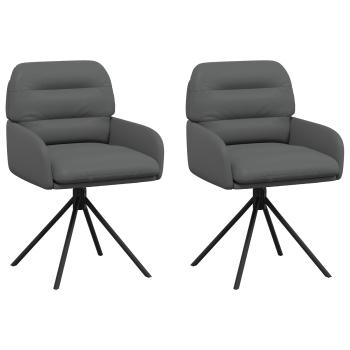 Drehstuhl Esszimmer 2 Stk. Kunstleder Grau 59 x 59,5 x 90 cm