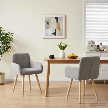 ARDEBO.de - Esszimmerstühle 2 Stk. Bouclé Hellgrau 59 x 57 x 85 cm