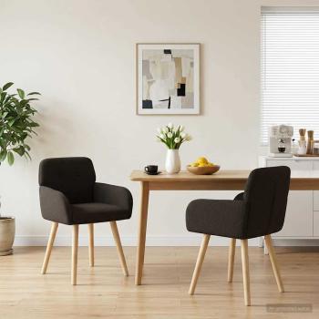 ARDEBO.de - Esszimmerstühle 2 Stk. Bouclé Schwarz 59 x 57 x 85 cm