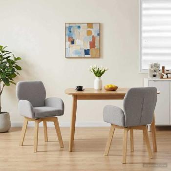 ARDEBO.de - Drehstuhl Esszimmer 2 stk. Bouclé Hellgrau 54 x 58 x 87 cm